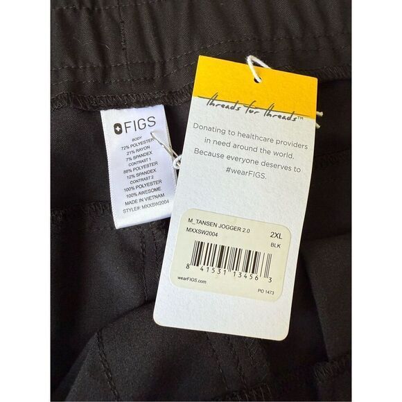 FIGS Men’s Regular Tansen Jogger 2.0 Scrub Pants in Black Size 2X - Picture 7 of 11